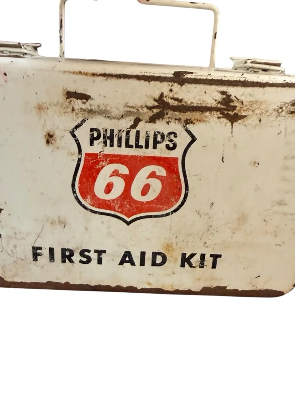 Phillips 66 Vintage First Aid Kit - White with Red Shield Logo